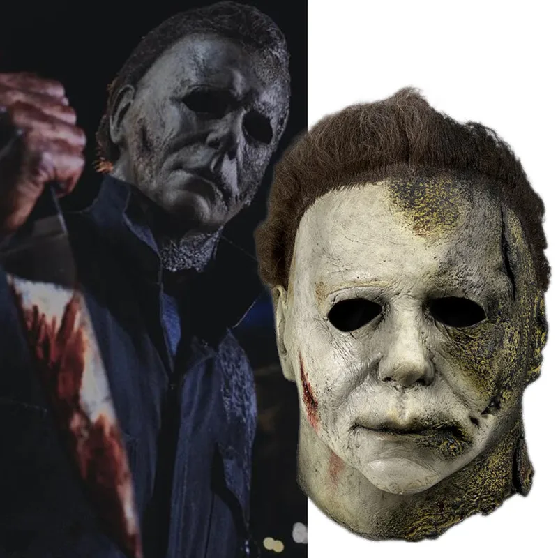 2021 латексная маска на Хэллоуин с номером Майкла Майерса для косплея шлем