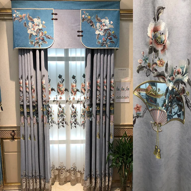 

Новые китайские роскошные шторы с вышивкой пионов высокого класса, занавески для спальни, гостиной, занавески, китайский домашний декор