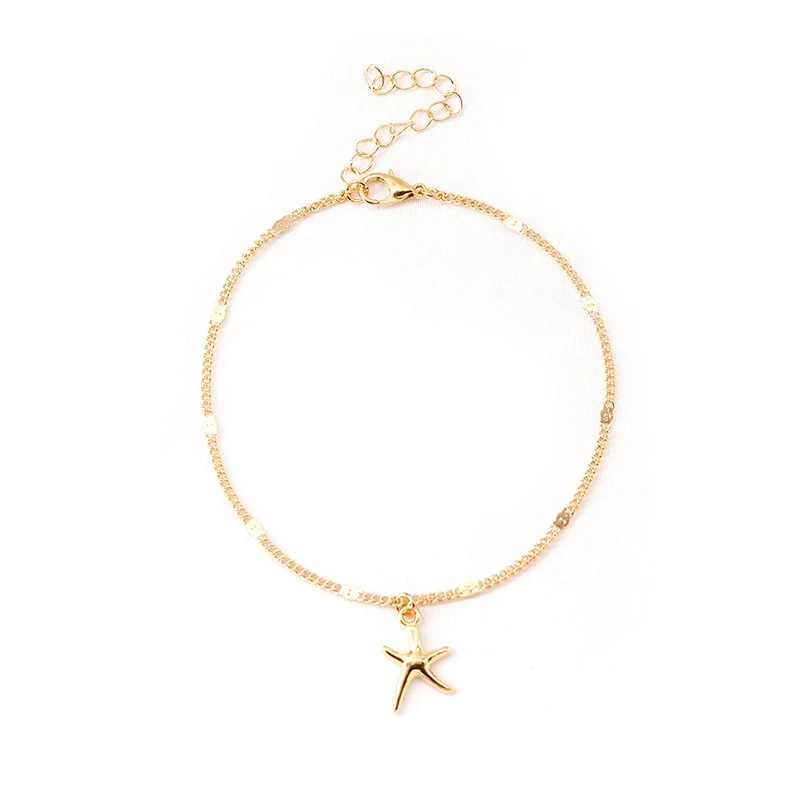 

New exquisite alloy bracelet, star-shaped anklet, ladies fashion geometric simple five-pointed star foot ornament