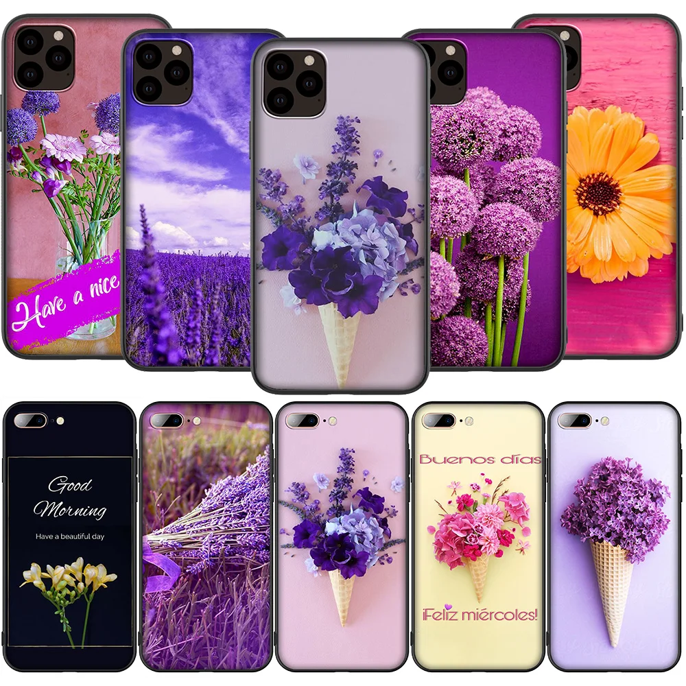 Мягкий силиконовый чехол T168 с лавандой и фиолетовыми цветами для iPhone 12 Mini 11 Pro XS Max