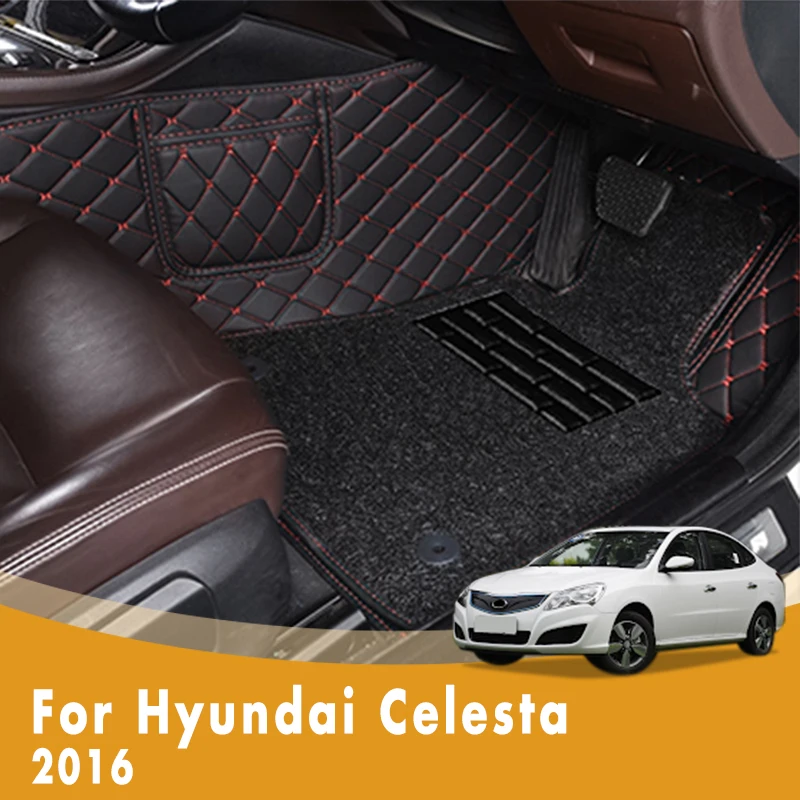 

RHD Car Floor Mats For Hyundai Celesta 2016 Luxury Double Layer Wire Loop Custom Foot Pads Car Interior Decoration Carpets Rugs