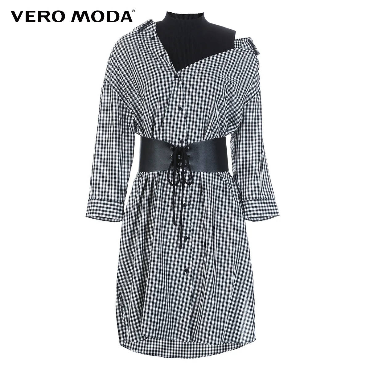 Vero Moda Новое поступление вязаный жилет клетчатое платье-рубашка | 3184SZ506