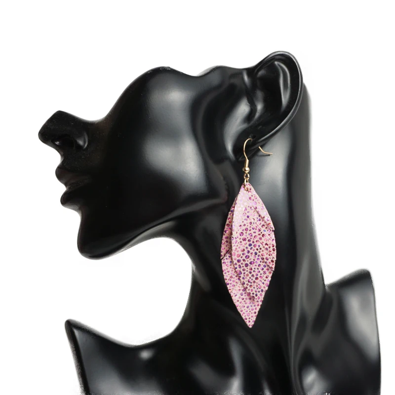 Cpop блестящие двухслойные серьги из натуральной козьей кожи для женщин массивные