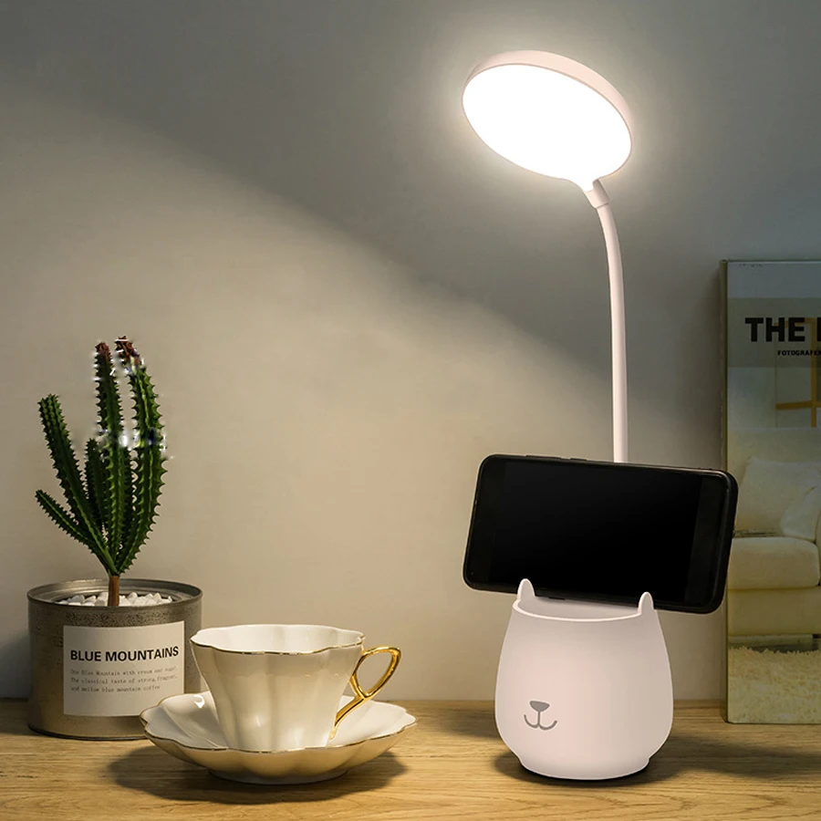 

Modern Flexible Study Lamp with Pen Holder Flexo Led Table Lamps with Usb Touch Dimmable LED Stand Desk Light Reading Lamp
