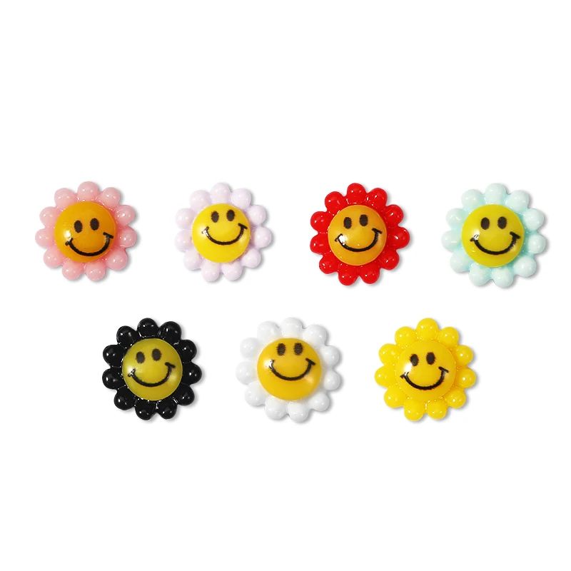

10pieces of Nail Art Colorful Sunflower Smiley Face Pattern on The Nail 11x11mmDIY Nail Art Decoration Accessorie Tool Wholesale