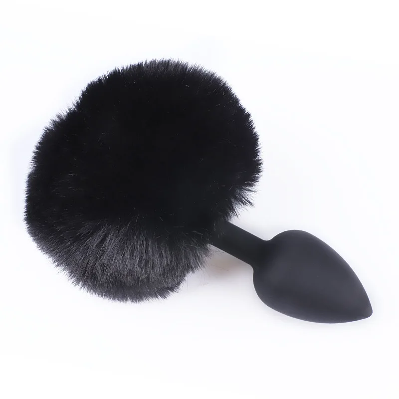 Секс-игрушки для БДСМ шарик из меха кролика хвост анальная пробка медицинского