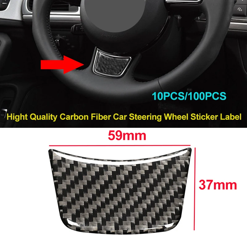 

10pcs/100pcs 59*37mm Carbon Fiber Steering Wheel Sticker Car Interior Sticker for a4 a5 a6 s4 s5 s6 s7 q3 Car Accessories