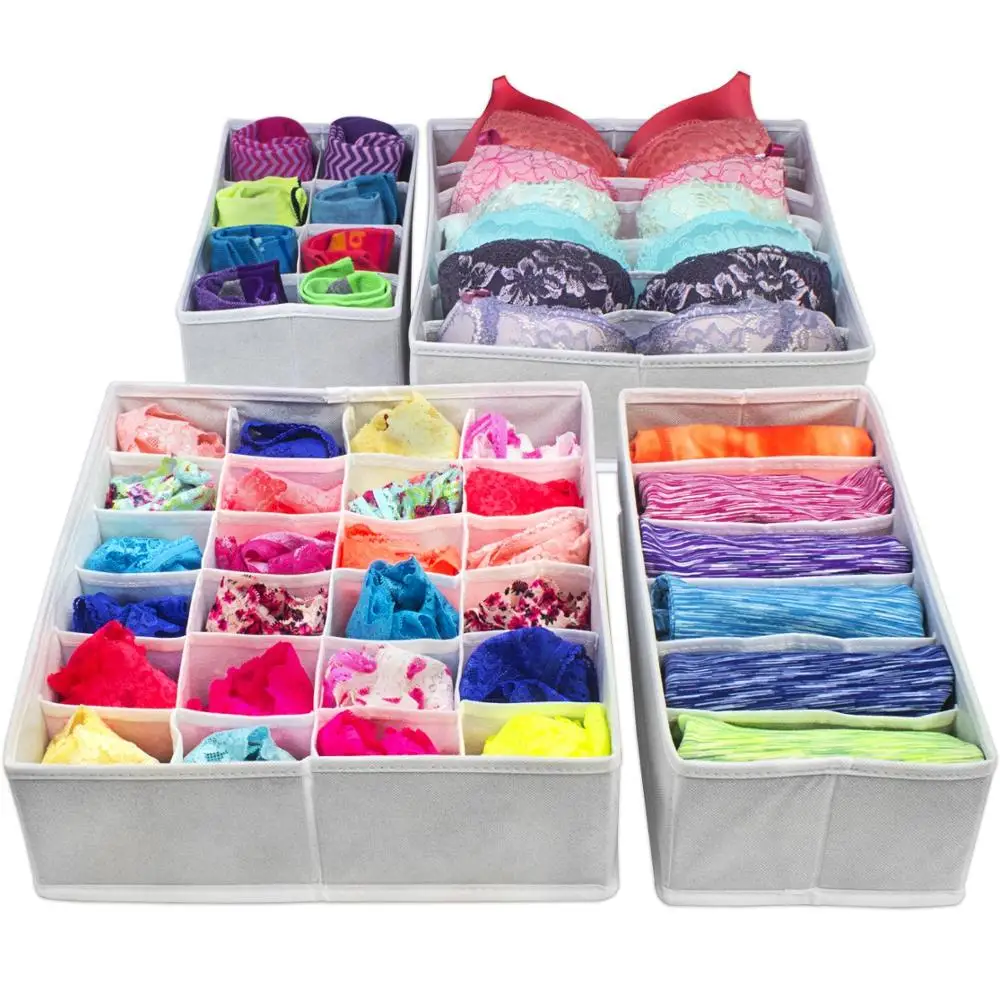 

Storage Box for Underwear, Drawer Organizer, Wardrobe Drawers Divider for Socks, Bras and Ties, Folding Box, Fabric Box