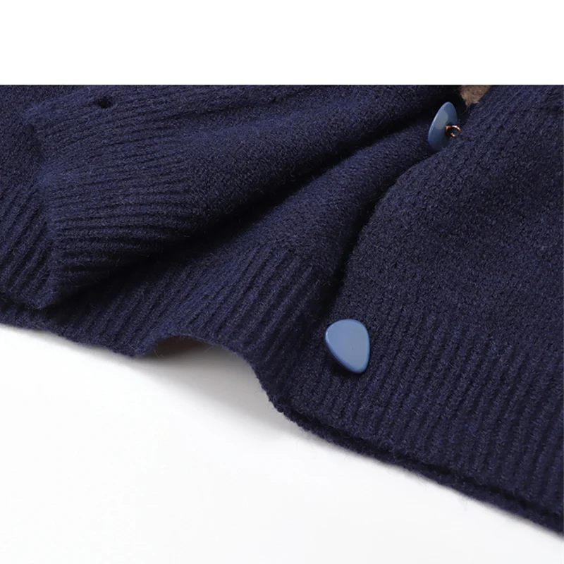 Винтажный вязаный кардиган свитер Женский Осенний однобортный лоскутный с