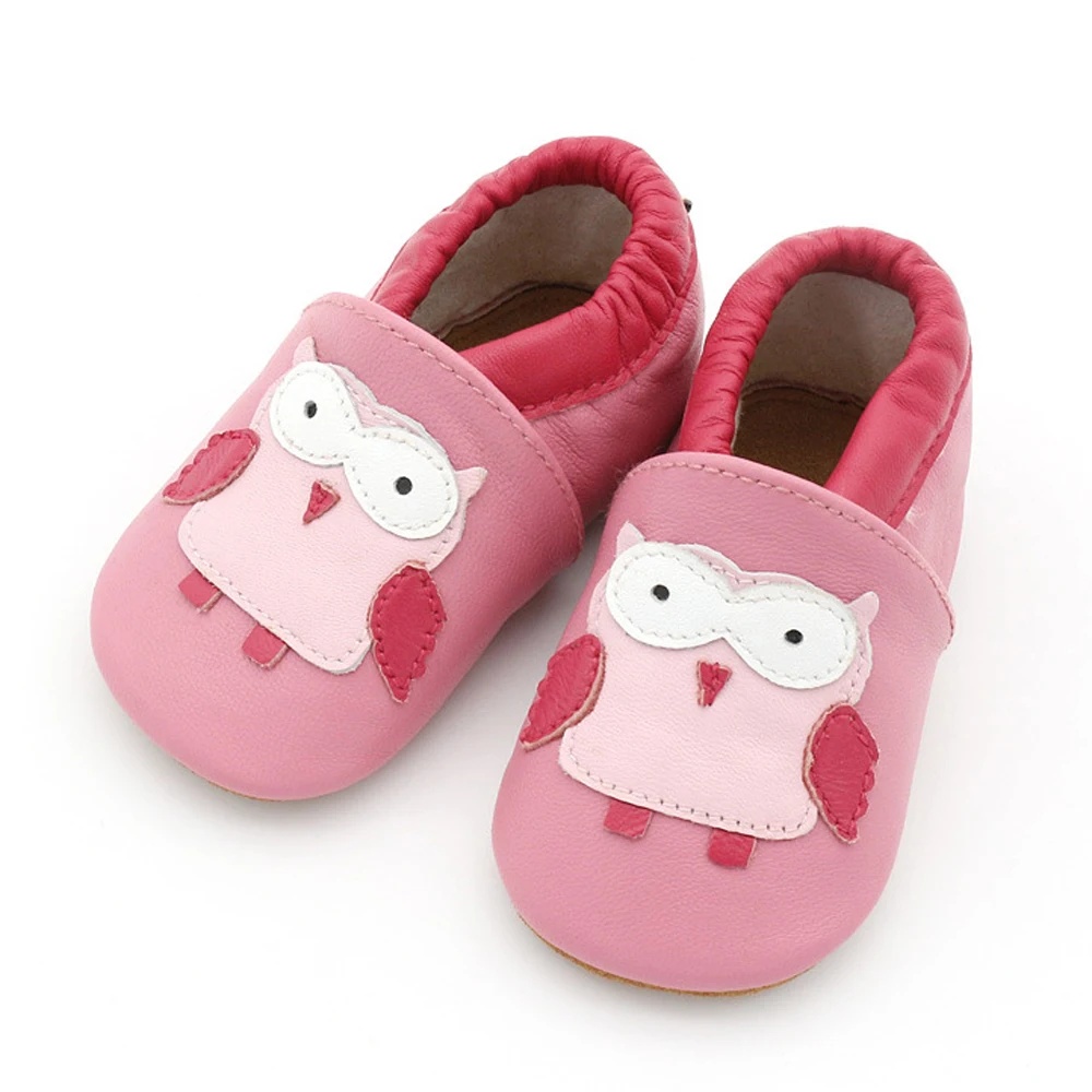 118 owl pink Детская обувь; мягкие мокасины из натуральной коровьей кожи для маленьких мальчиков и девочек; обувь для малышей; тапочки для первых шагов; нескользящая обувь с мышкой; 104 - Цвет: 118 owl pink