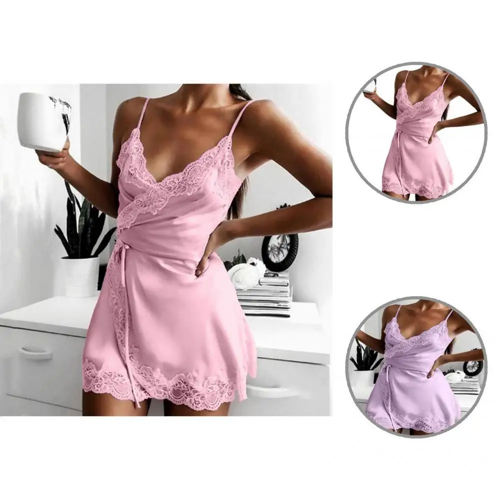 

Floral Edge Fabulous Spaghetti Straps Lace Nightgown Enchanting Nightdress Sleeveless for Bedroom