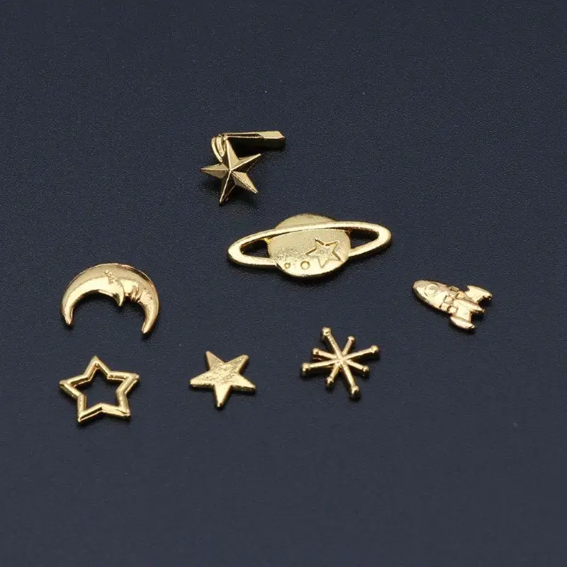 

N7MF 19Pcs Universe Planet Theme 12 Constellation Resin Space Metal Frame Fillings Materials Epoxy Resin Mold Jewelry Making
