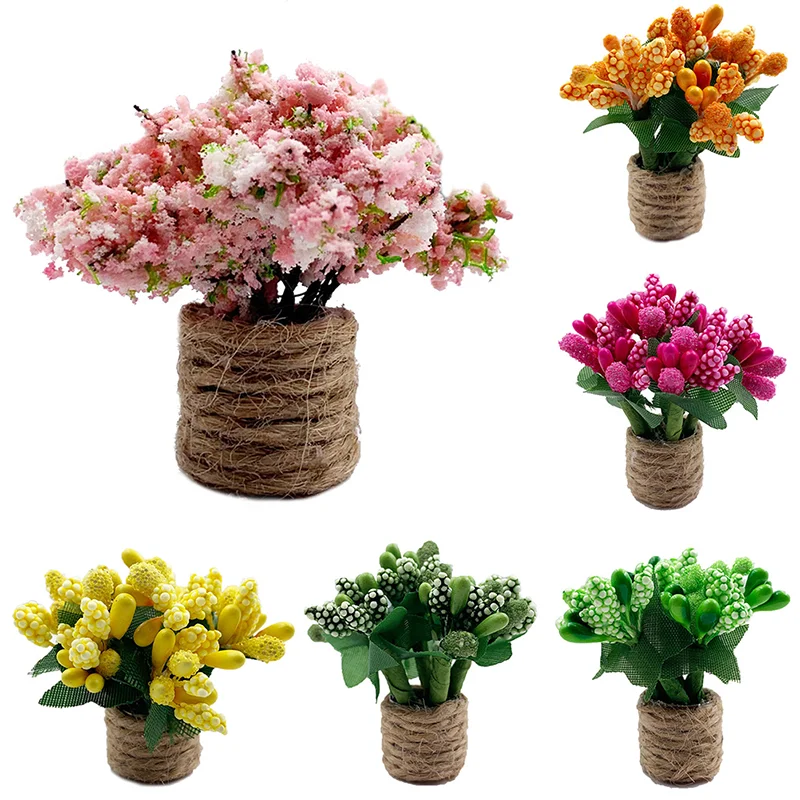 

1:12 Dollhouse Mini Model Scene Handmade Flower Plant Model Green Plants Potted Dollhouse Furniture Home Decoration