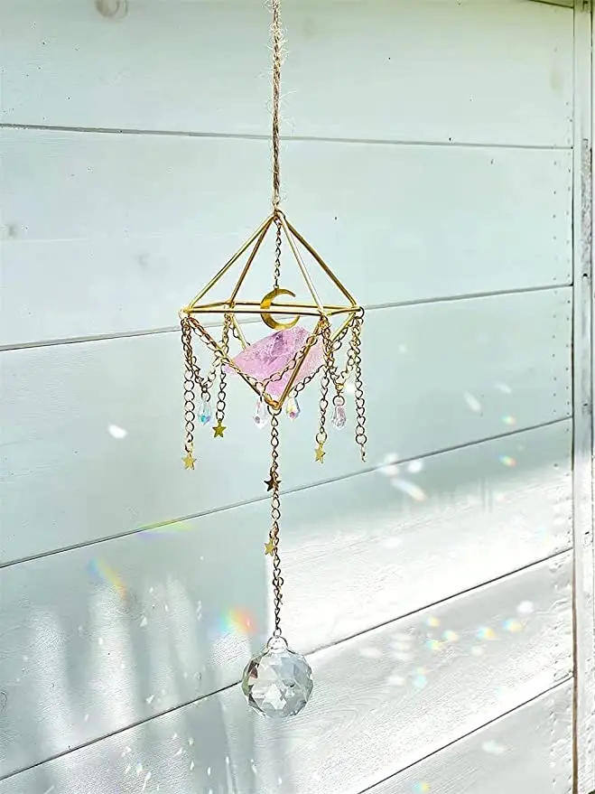 

Luxury geometric Amethyst Window SunCatcher/Witchy Sun catcher/Boho Decor/Rainbow Maker/Hanging Crystal Prism/Crystal Suncatcher