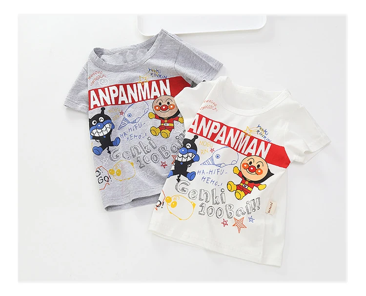 Anpanman 2 цвета новая детская футболка на лето Детская с мультяшным рисунком для