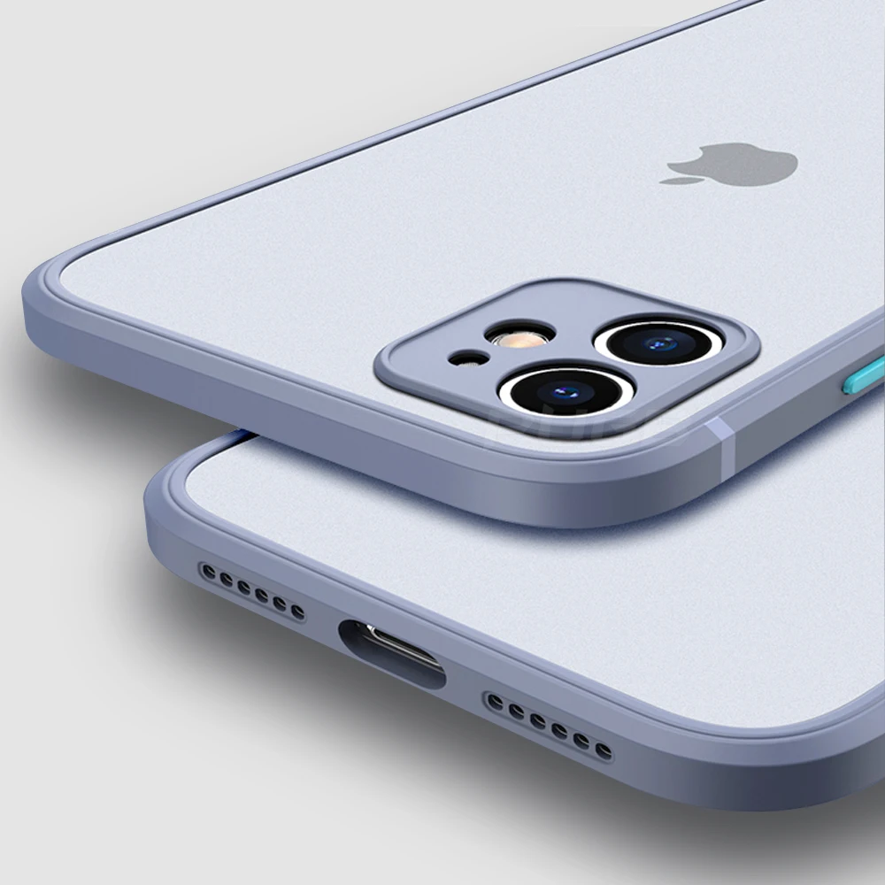 Новый роскошный квадратный бампер противоударный матовый чехол для iPhone 12 11 Pro Max