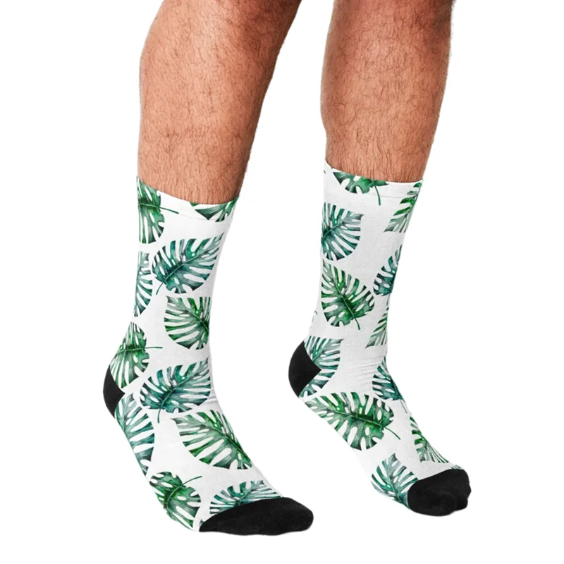

Забавные мужские носки с тропическим принтом листья монстеры мужские счастливые носки в стиле хип-хоп милые уличные стильные сумасшедшие н...