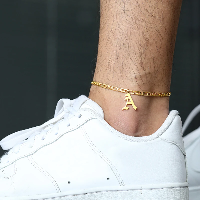 

A-Z Initial Letter Ankle Bracelet Old English Alphabet Anklets for Women Foot Chain Beach Leg Bracelets Boho Jewelry Gifts