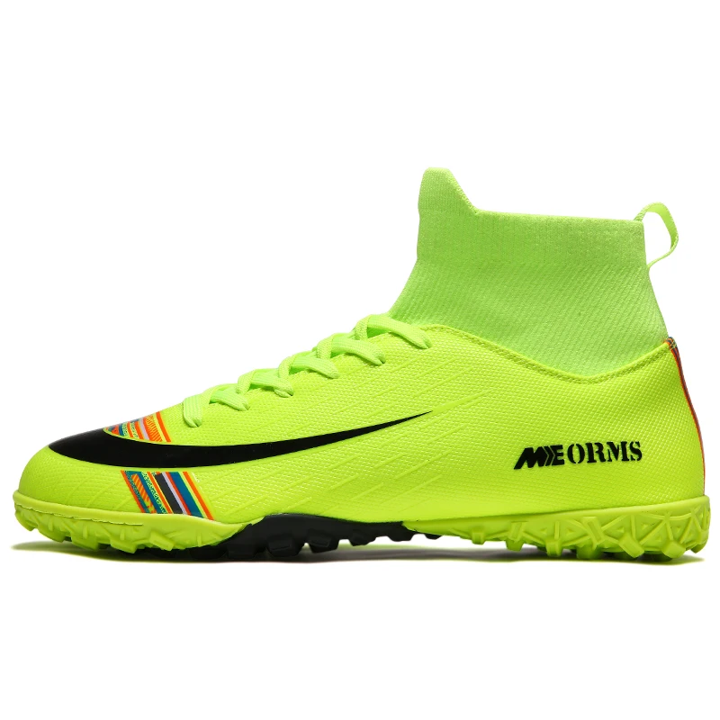 green turf sole Обувь с высоким берцем Для мужчин футбольная обувь бутсы Крытый тренировочные кроссовки газоне футбол в футзале обувь оригинальные детские Для мужчин s Zapatos De Futbol - Цвет: green turf sole