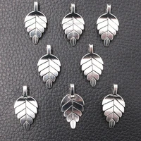 12pcslot silver plated leaf charm metal pendants necklaces bracelets diy charms for jewelry making accessories 1426mm p391