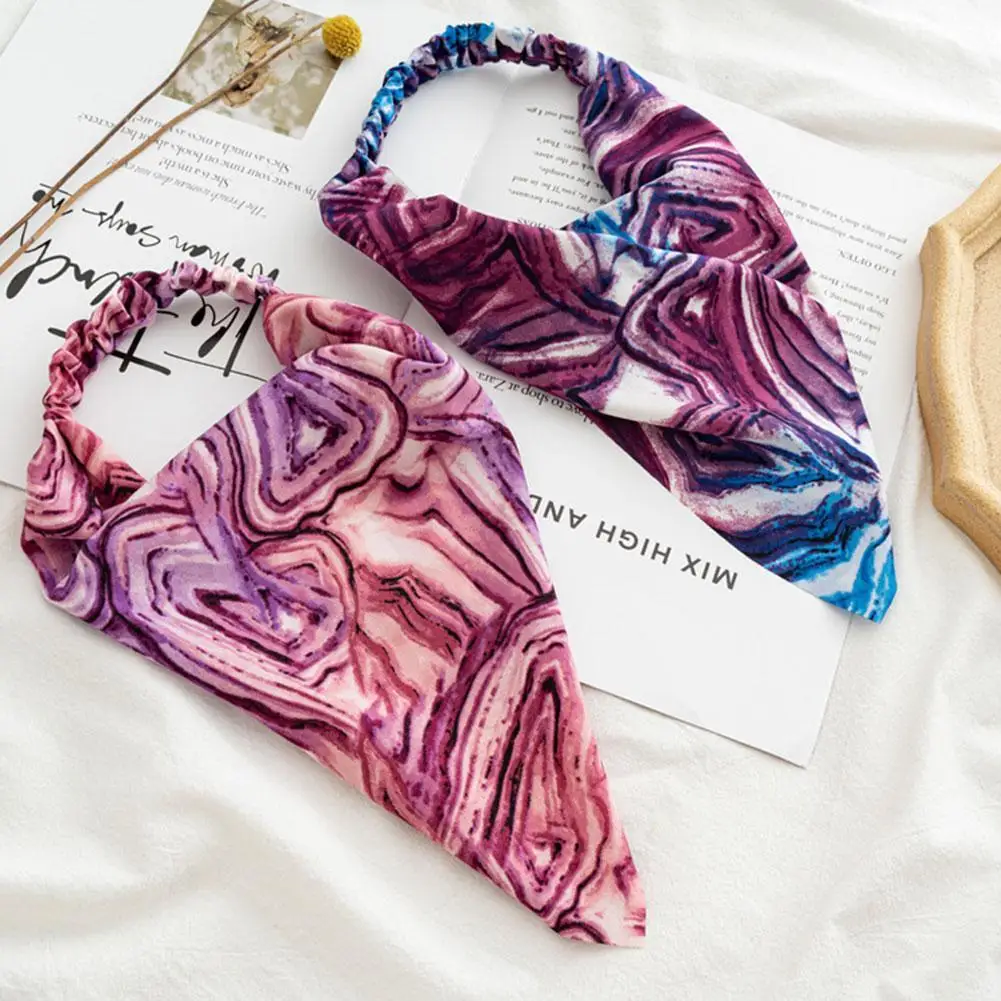 

New Fashion Headband Women Tie dye Triangle Hair Scarf Elastic Headwrap For Hair DIY Hair Turban Accessories Band Bandana F3I9