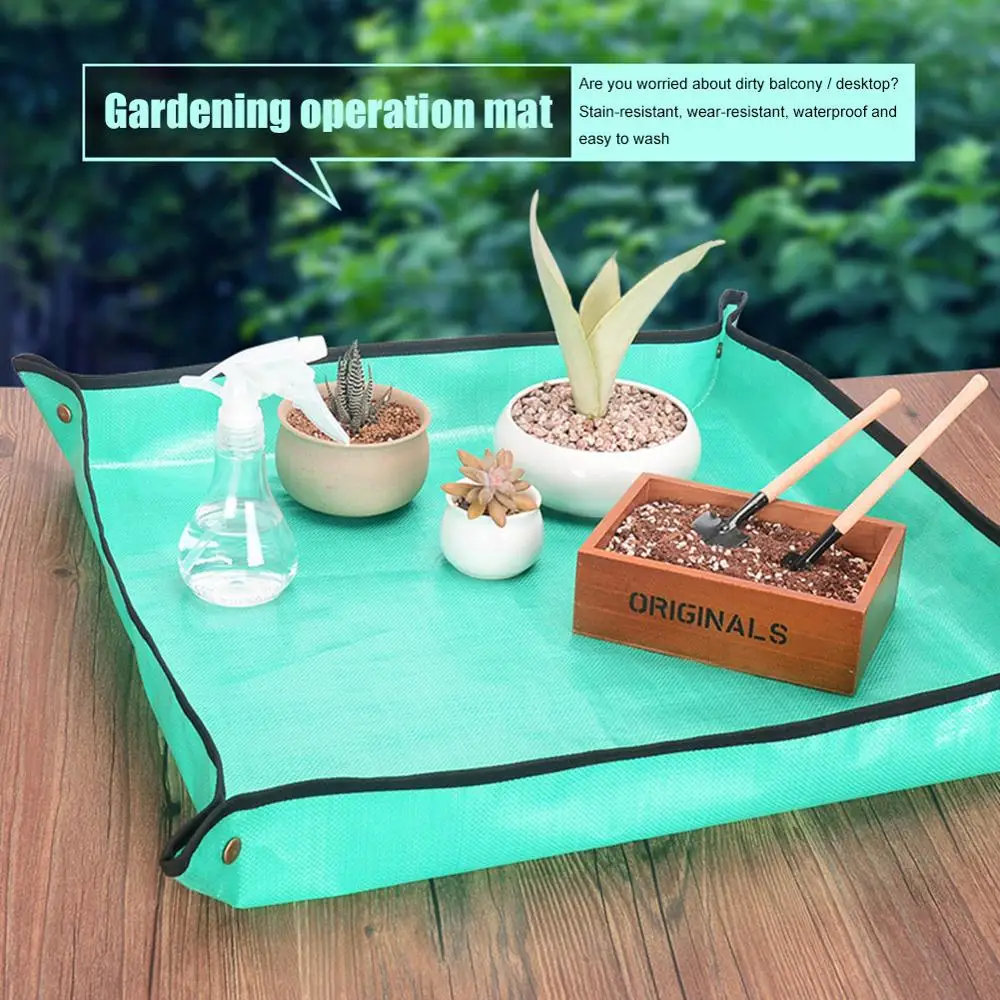 

68cm 100cm Plant Repotting Square Mat Waterproof Thicken PE Indoor Transplanting Dirty Catcher Bonsai Succulent Potting Tarp