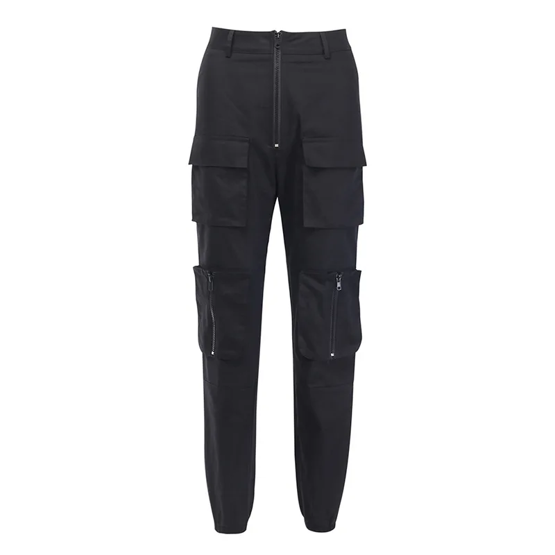 Y Demo techwear Casual Women Cargo Pants Sashes High Waist pockets Full Length Drawstring Trousers Female Fashion Clothes | Женская