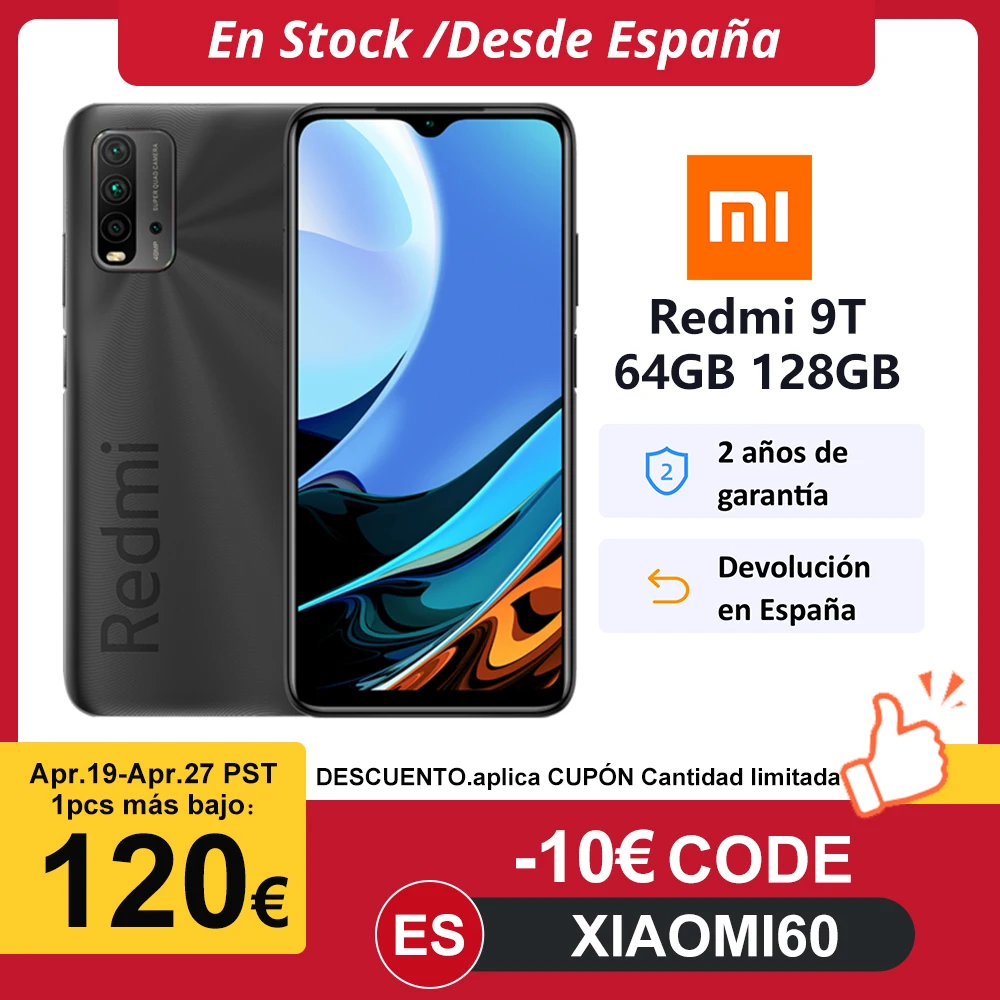 Новая глобальная версия Xiaomi Redmi 9T 4GB 64GB Смартфон Snapdragon 662 48MP тыловая камера 6000 мАч с