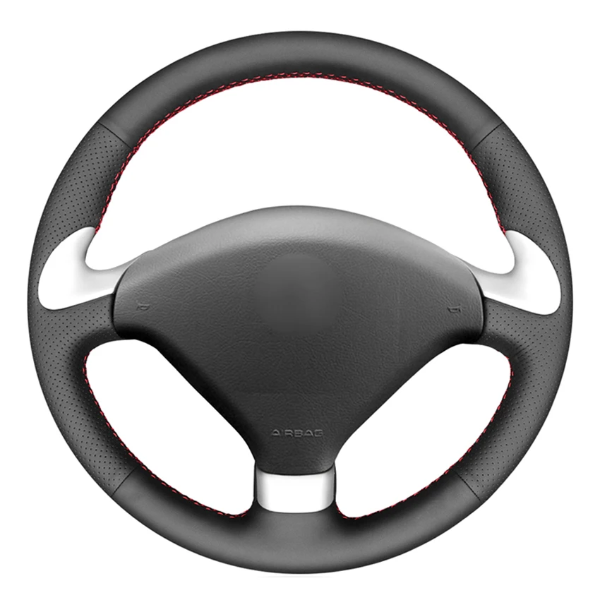 

Black PU Faux Leather Hand-stitched Car Steering Wheel Cover for Peugeot 307 CC 2004-2009 307 SW 2004-2009 407 407 SW 2004-2009