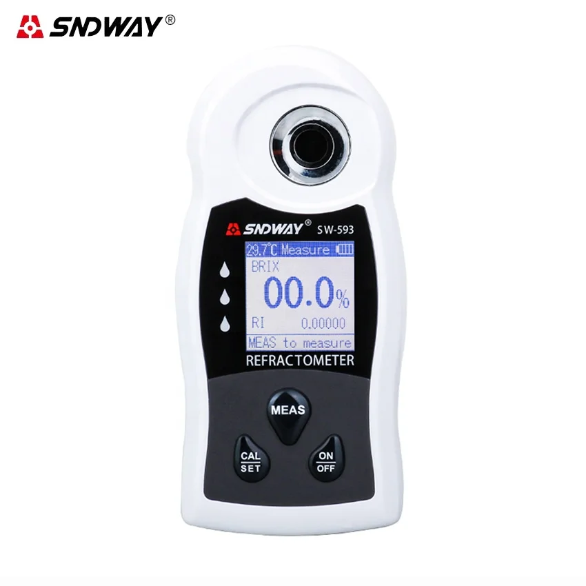

Sndway SW-593 High Accuracy Digital Refractometer 0 to 55% Brix for Food, Drink, Fruit Sugar Containing Tester Meter IP65