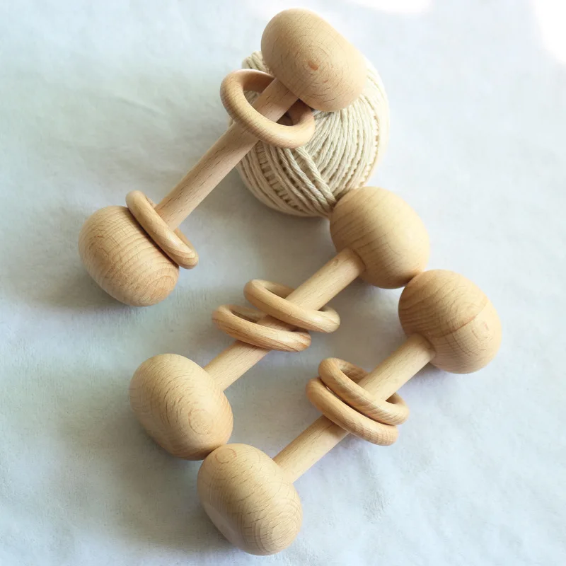 

Baby Teether Toys Beech Wood Baby Rattle BPA Free Rodent Silicone Beads Music Rattle Newborn Play Montessori Educational Toys