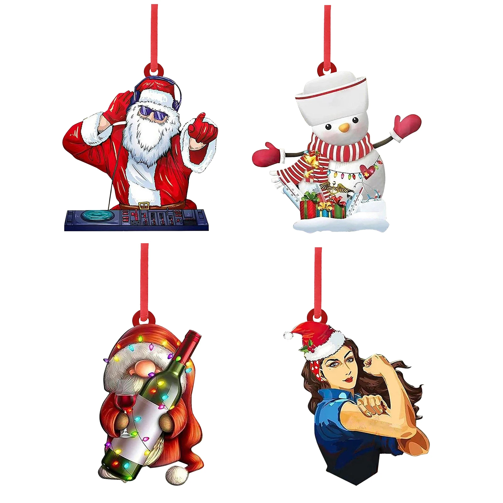 Crystal Acrylic Snowman Pendant Christmas Santa Claus For Window Wall Ornament Living Room Decoration Home Decor |