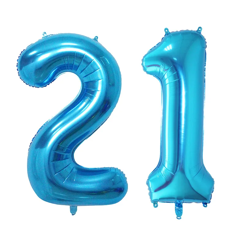 blue 21 balloon 32 дюймов 5 цветов воздушный шар баннер 18 21 30 40 50 60 день рождения украшение для взрослых день рождения письмо номер Фольга Воздушный шар Globos мяч - Цвет: blue 21 balloon