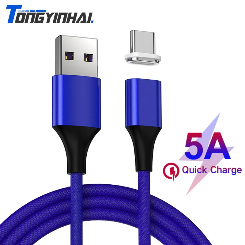5А USB C Type Магнитный кабель быстрая зарядка зарядный для передачи данных мобильный
