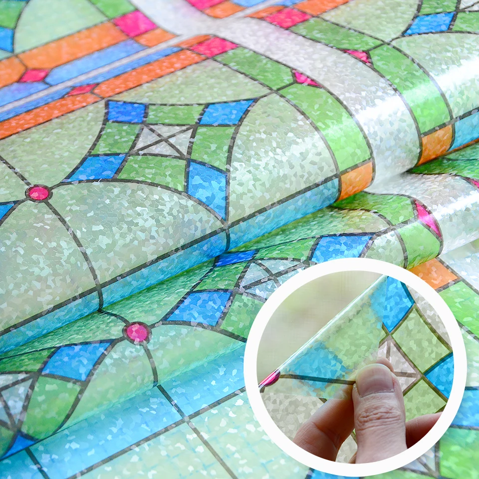 Витражная виниловая декоративная оконная пленка 3D статическая конфиденциальная