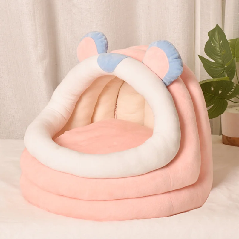 

Cat House Cute Pet Sleeping Bed Warm Soft Dog Nest Kennel Kitten Cave Washable Puppy Lounger Cushion Cozy Tent Four Seasons