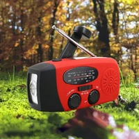 new protable red solar radio hand crank self powered phone charger 3 led flashlight amfm radio outdoor emergency survival