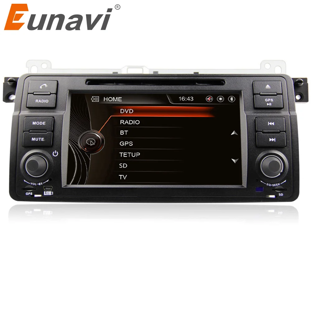 Goede Eunavi Touch Screen Single Een 1 Din Auto Multimedia Dvd-speler Gps Voor Bmw E46 3 Serie M3 Bluetooth Radio Usb Ipod Gratis Kaart 7''