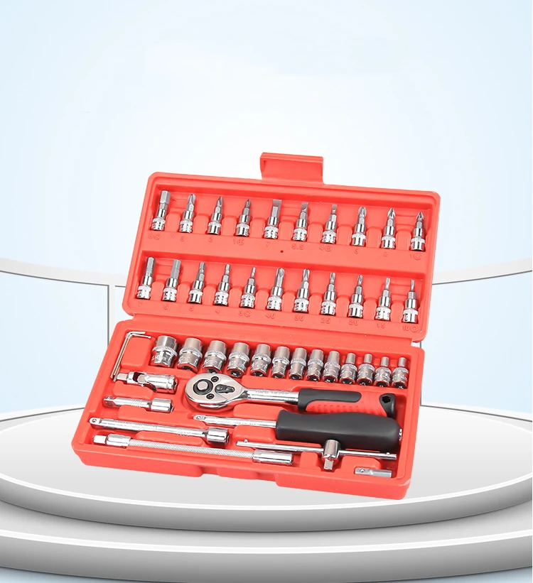 

1/4 Xiaofei 46 pieces set small fast ratchet sleeve 6.3mm auto repair sleeve auto maintenance tool set hardware