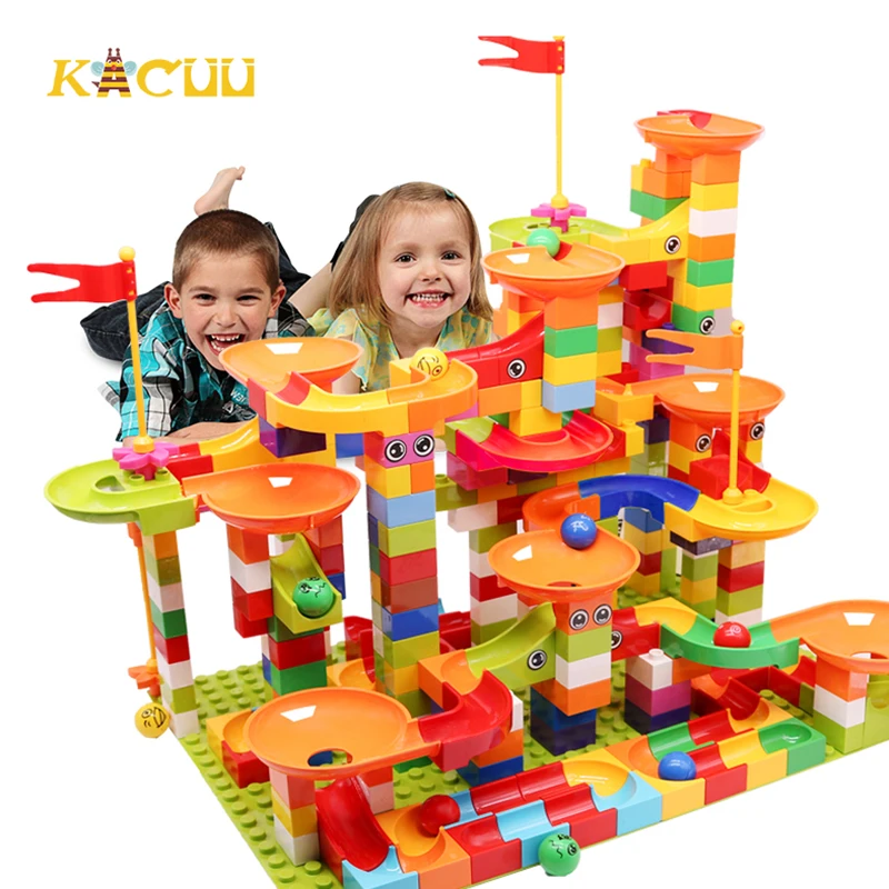 игрушки Конструктор Marble Racing Run Duploed строительные блоки воронка скользящие сделай