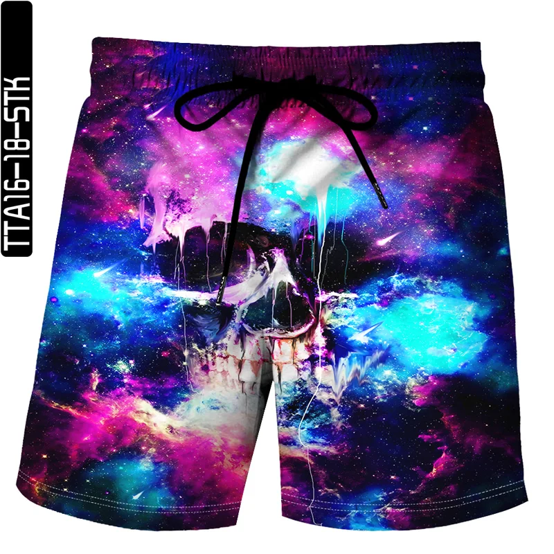 

Skull with unique personality Summer Casual men Shorts Launchs Shorts Unisex Streetwear Elastic Waist Beach Shorts Have pocket