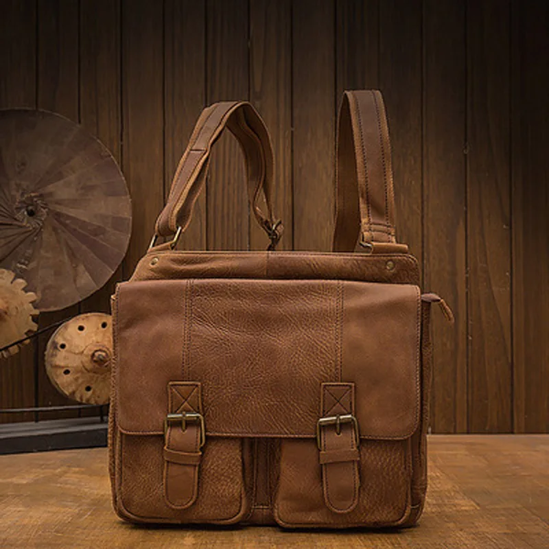 

Сумка-мессенджер мужская из воловьей кожи, ручная работа, винтажная, матовая