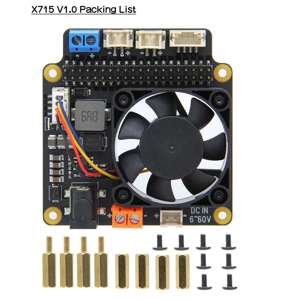 Плата расширения управления питанием Raspberry Pi X715 с широким входным напряжением (6 В