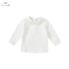Осенняя Милая футболка с вышивкой для маленьких девочек DB18670, детские топы, модные детские футболки для девочек