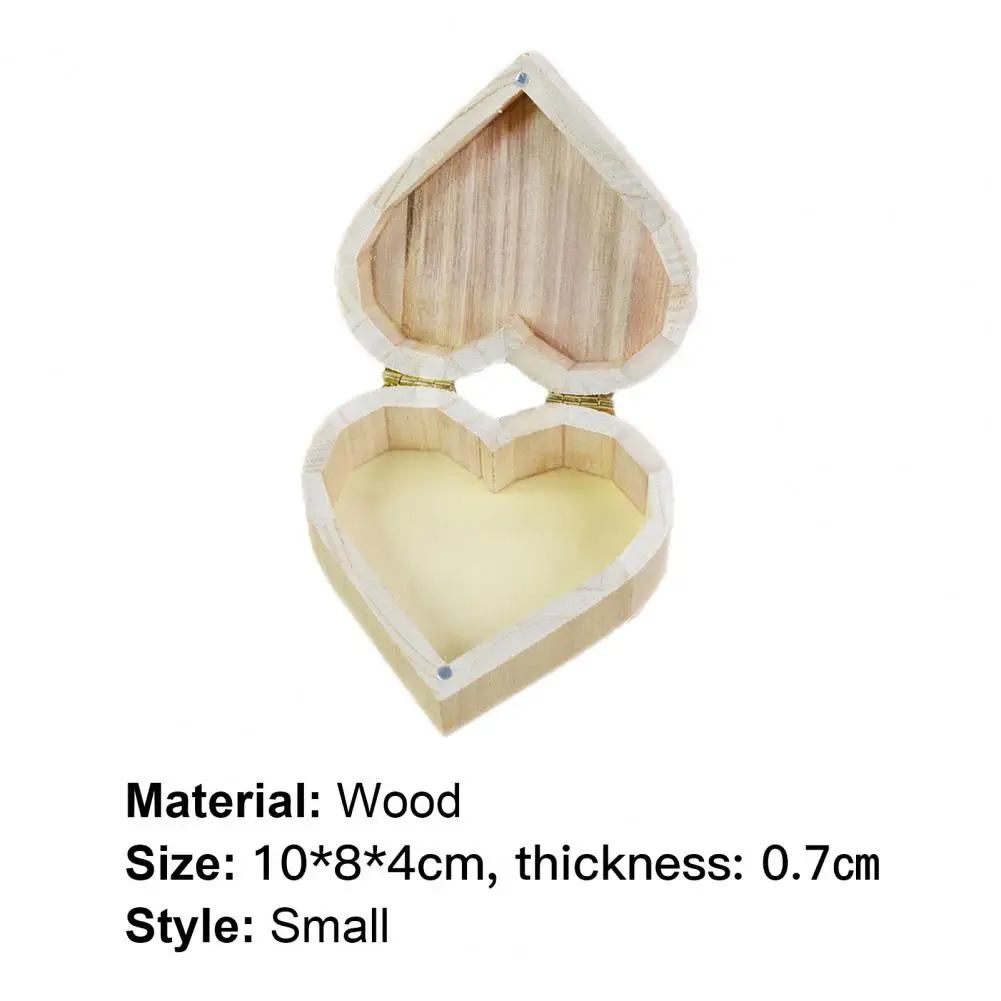 

Jewelry Box Portable Heart Shape Wood Large Capacity Ring Case for Table Magnetic Ring Earrings Storage Container for Gift