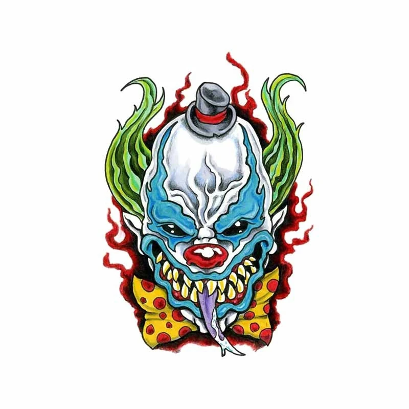 

W-0494 Personality Evil Clown Modeling Terror Car Stickers PVC Auto Window Bumper Sunscreen Waterproof Cover Scratches Decals