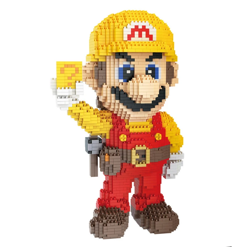 

7821 Video Game Super Mario Yellow Mario Figure 3D Model DIY 2550pcs Diamond Mini Building Small Blocks Bricks Toy no Box