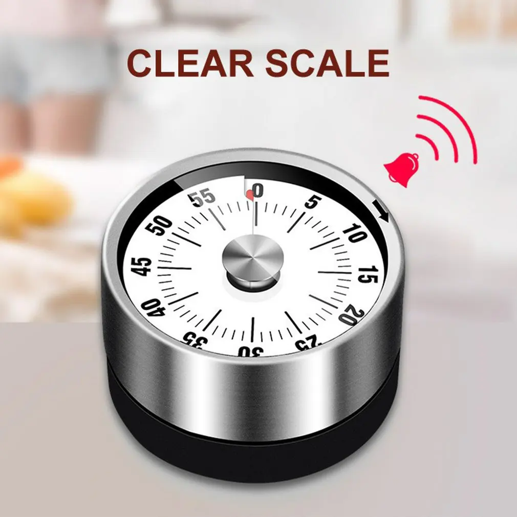 Stainless Steel Mechanical Kitchen Visual Timer Magnet 60-Minutes Alarm Cooking With Loud Tool | Дом и сад