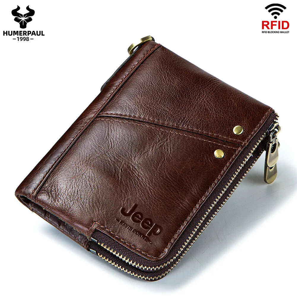 

Casual Men Wallets Short Style RFID High Quality Card Holder Zipper Male Purse Large Capacity Luxury Brand Cow Leather Wallet