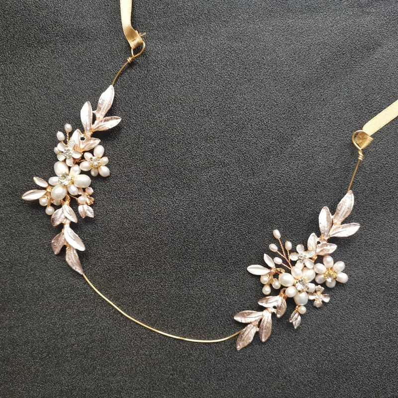 

SLBRIDAL Handmade Crystal Rhinestone Freshwater Pearls Wedding Hair accessories Hair Vine Bridal Tiara Headband Women Jewelry